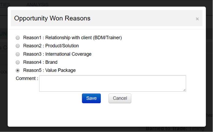 opportunity closed window in BuddyCRM